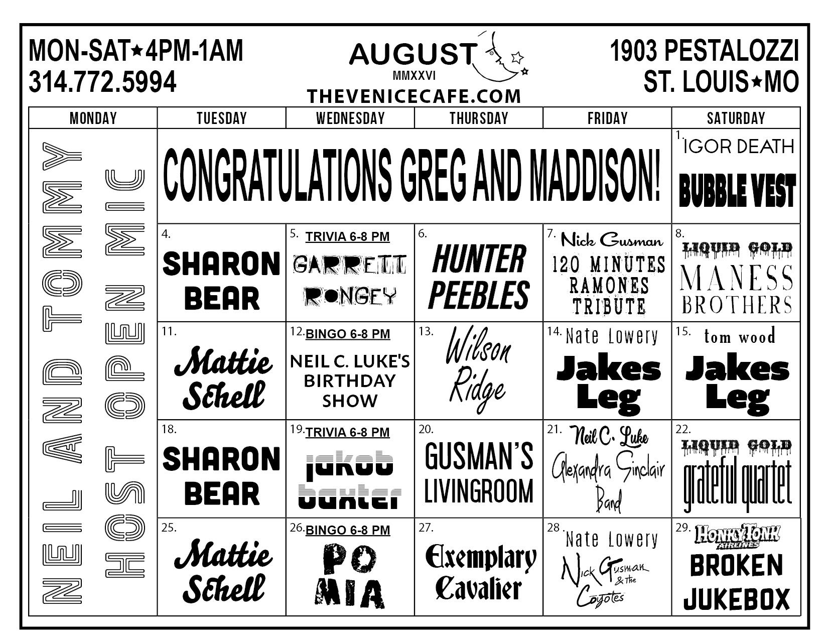 Band Calendar